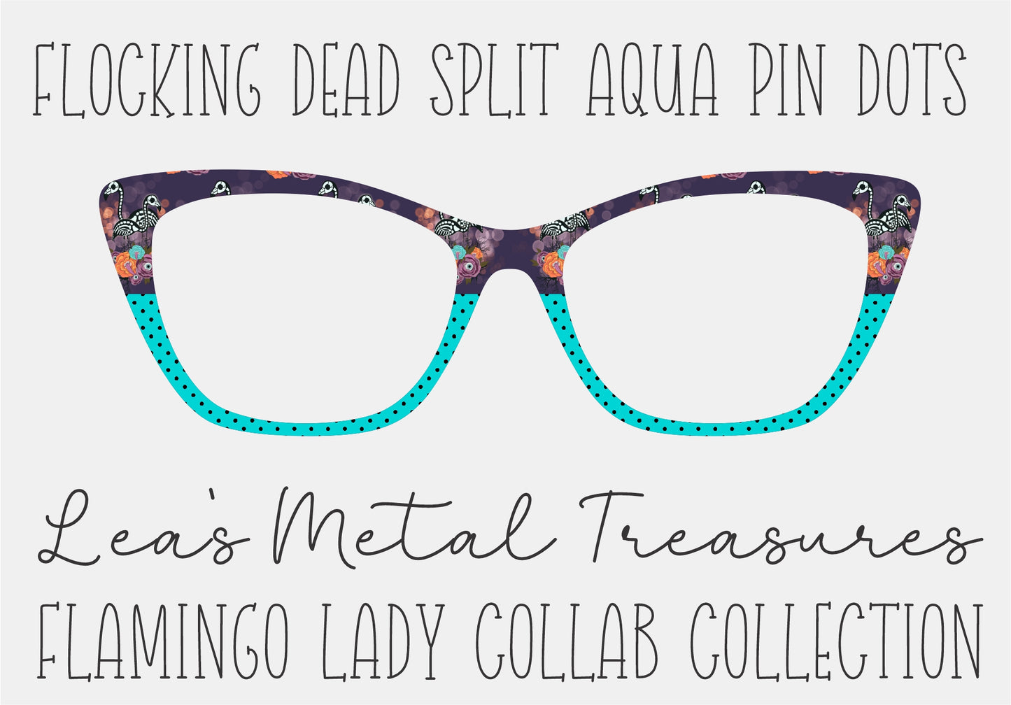 Flocking Dead Split Aqua Pin Dots Printed Magnetic Eyeglasses Topper • Flamingo Lady Collab Collection