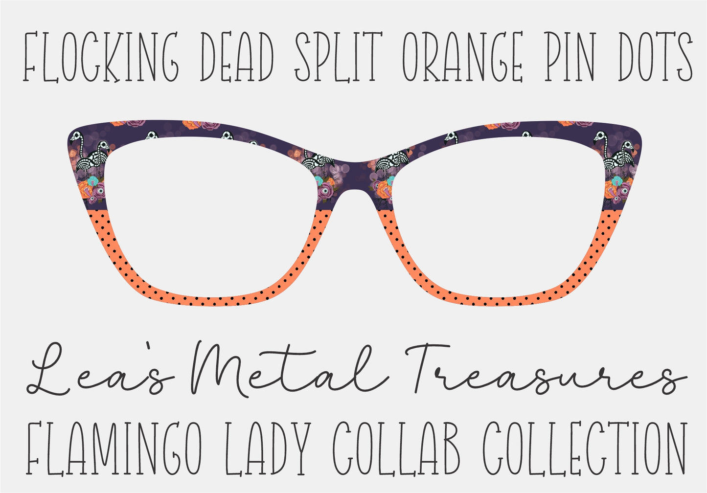 Flocking Dead Split Orange Pin Dots Printed Magnetic Eyeglasses Topper • Flamingo Lady Collab Collection