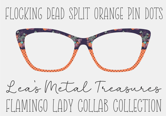 Flocking Dead Split Orange Pin Dots Printed Magnetic Eyeglasses Topper • Flamingo Lady Collab Collection