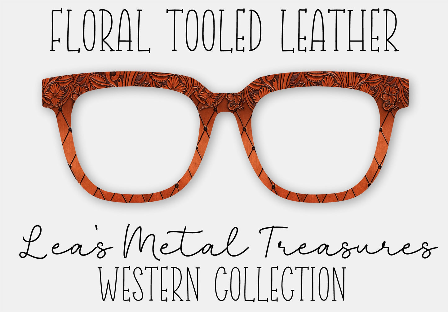 Floral Tooled Leather Eyewear Frame Toppers