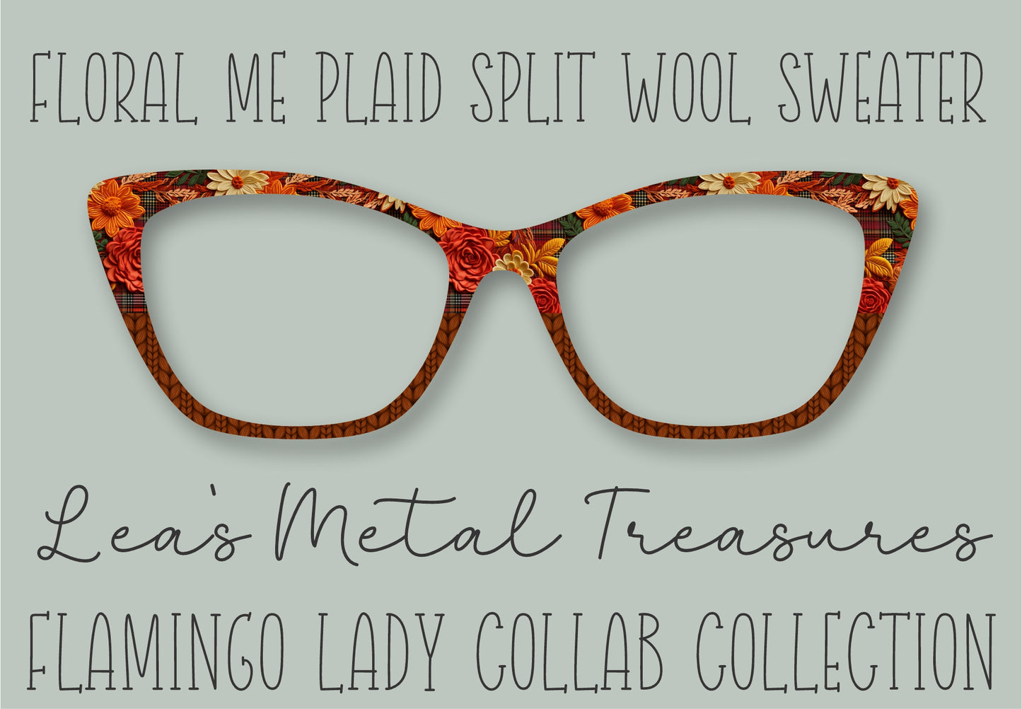 Floral Me Plaid Split Wool Sweater Printed Magnetic Eyeglasses Topper • Flamingo Lady Collab Collection