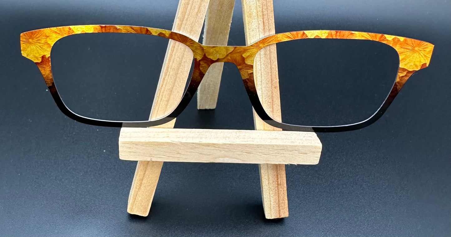 READY TO SHIP FRANKIE GOLDEN LOTUS FADE TO BLACK ON SATIN CHAMPAGNE Eyewear Frame Topper