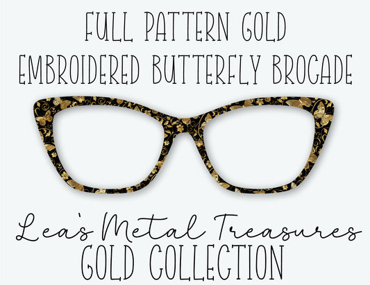 Full Pattern Gold Embroidered Butterfly Brocade Eyewear Frame Toppers