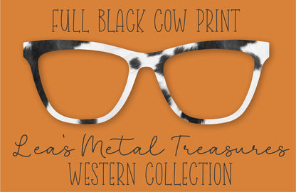 FULL Black Cow Print Eyewear Frame Toppers COMES WITH MAGNETS