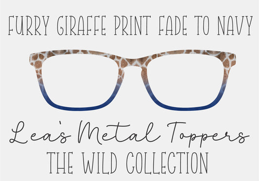 FURRY GIRAFFE PRINT FADE TO NAVY Eyewear Frame Toppers COMES WITH MAGNETS