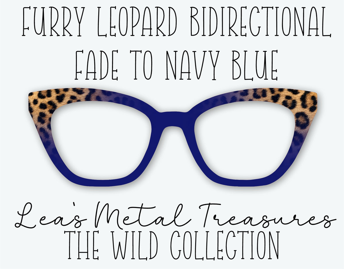 FURRY LEOPARD BIDIRECTIONAL FADE TO NAVY BLUE Eyewear Frame Toppers