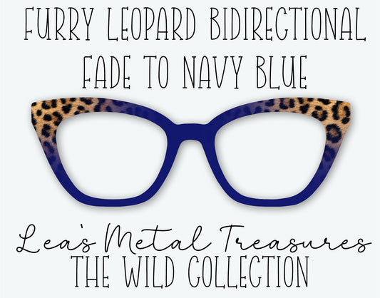 FURRY LEOPARD BIDIRECTIONAL FADE TO NAVY BLUE Eyewear Frame Toppers