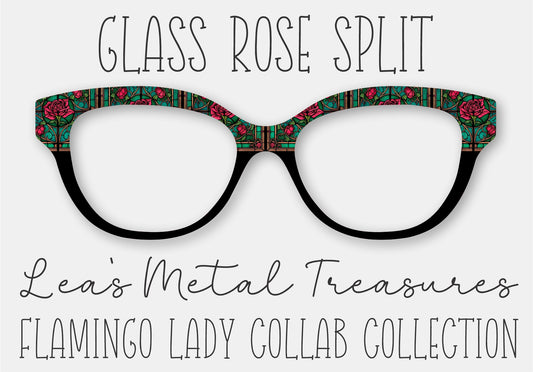 Glass Rose Split Printed Magnetic Eyeglasses Topper • Flamingo Lady Collab Collection