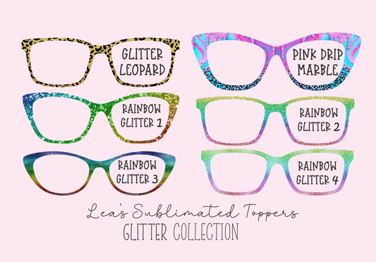 RAINBOW GLITTER 3 Eyewear Frame Toppers COMES WITH MAGNETS