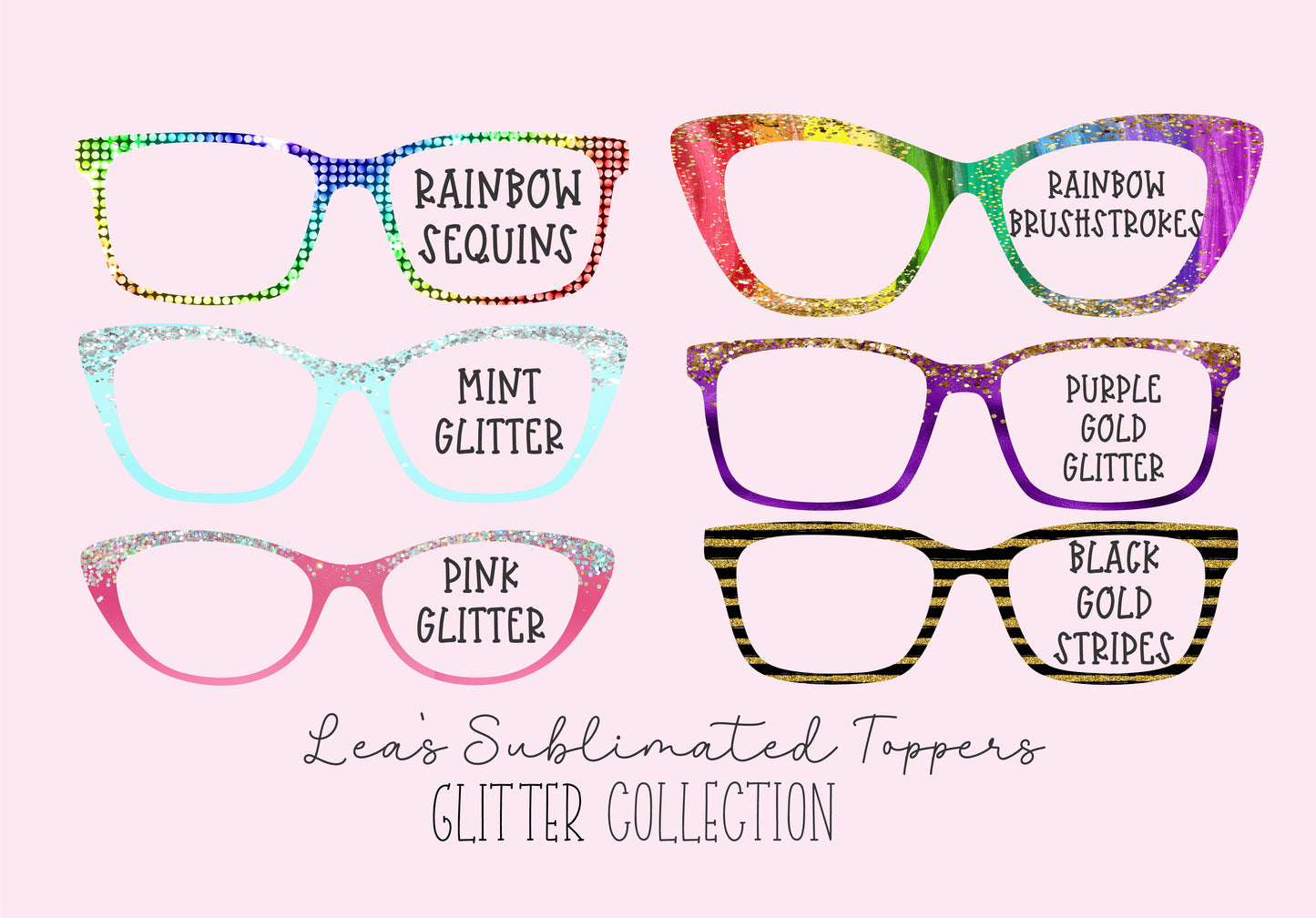 RAINBOW SEQUINS Eyewear Frame Toppers COMES WITH MAGNETS