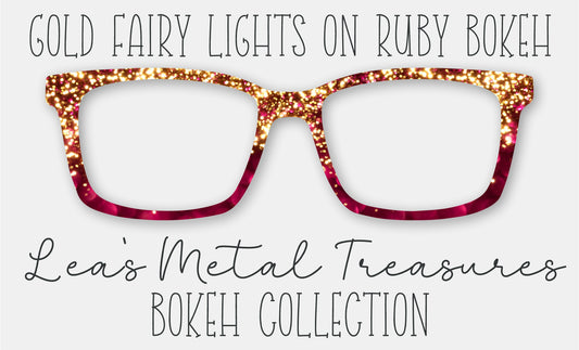 Gold Fairy Lights on Ruby Bokeh Eyewear Frame Toppers