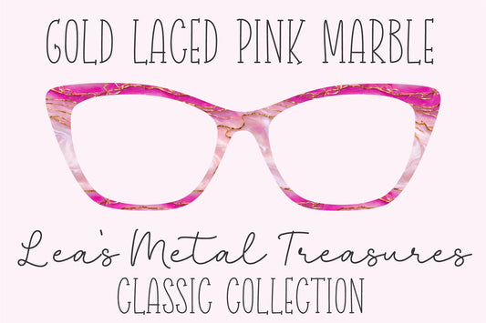 Gold Laced Pink Marble Eyewear Frame Toppers COMES WITH MAGNETS