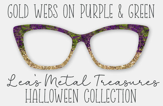 Gold Webs on Purple and Green Magnetic Eyewear Frame Toppers - September 25 Topper of the Month