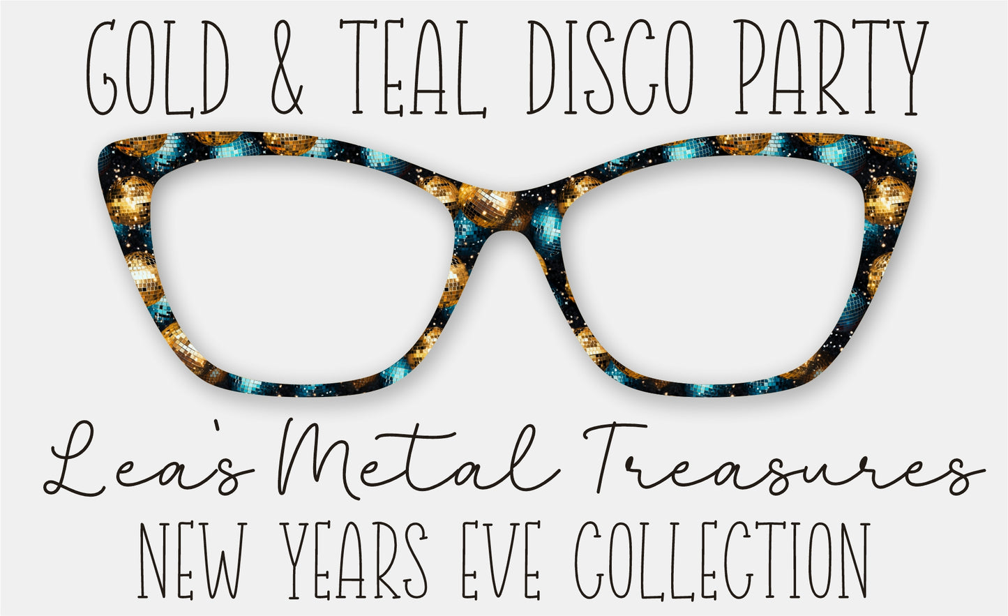 Gold and Teal Disco Party Eyewear Frame Toppers COMES WITH MAGNETS