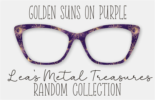 Golden Suns on Purple Eyewear Frame Toppers COMES WITH MAGNETS