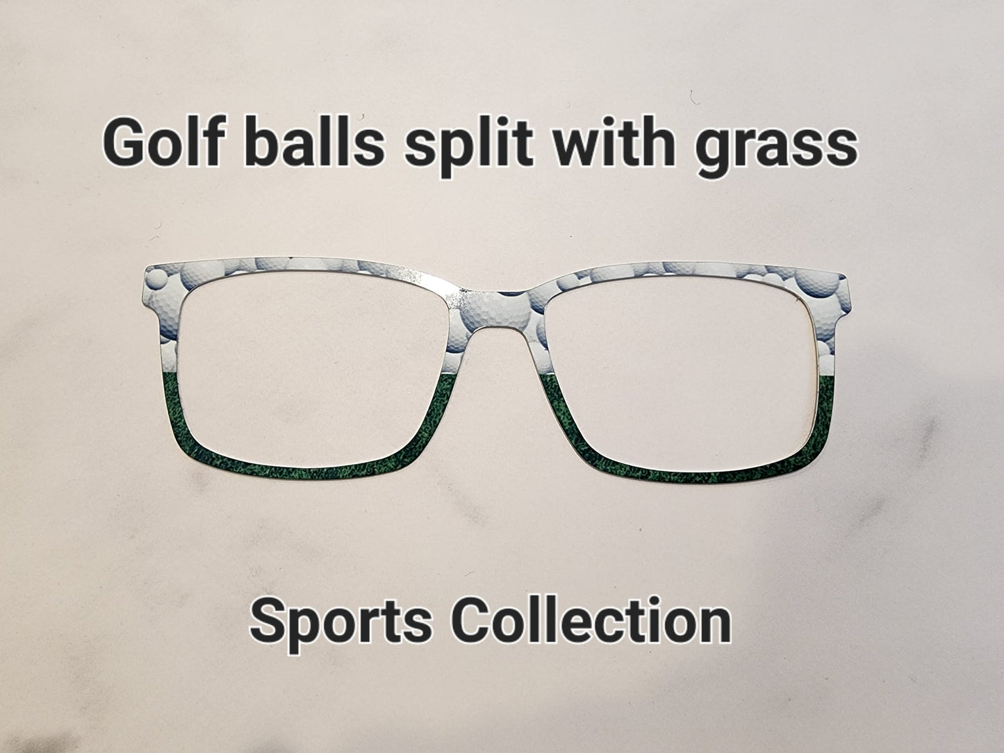 GOLF BALLS SPLIT WITH GRASS Eyewear Frame Toppers COMES WITH MAGNETS