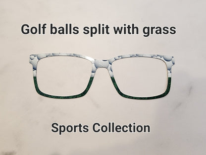 GOLF BALLS SPLIT WITH GRASS Eyewear Frame Toppers COMES WITH MAGNETS
