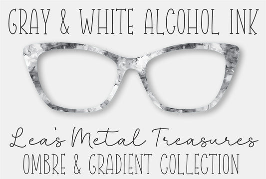 Gray and White Alcohol Ink Eyewear Frame Toppers COMES WITH MAGNETS