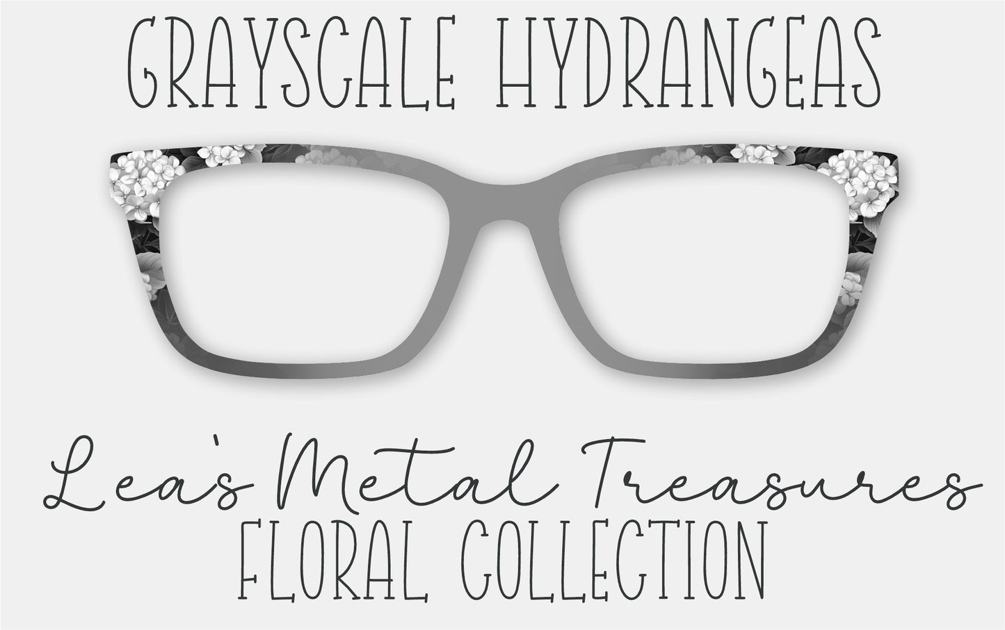Grayscale Hydrangeas Eyewear Frame Toppers