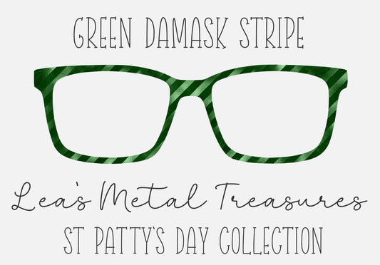 GREEN DAMASK STRIPE Eyewear Frame Toppers COMES WITH MAGNETS