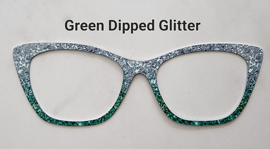 GREEN DIPPED GLITTER Eyewear Frame Toppers COMES WITH MAGNETS