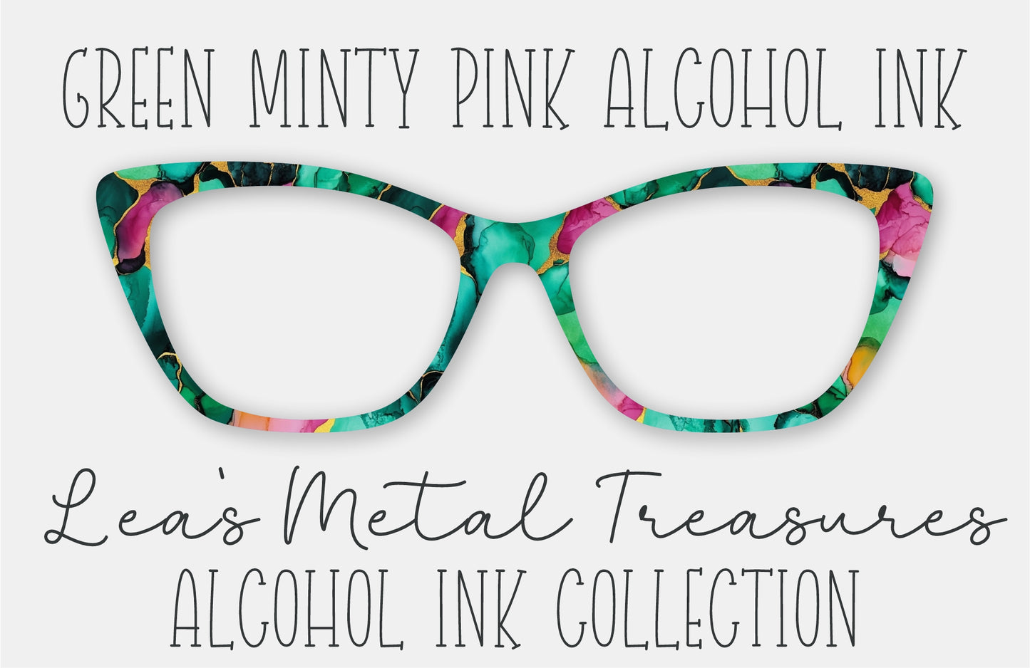 Green Minty Pink Alcohol Ink • Magnetic Eyeglasses Toppers