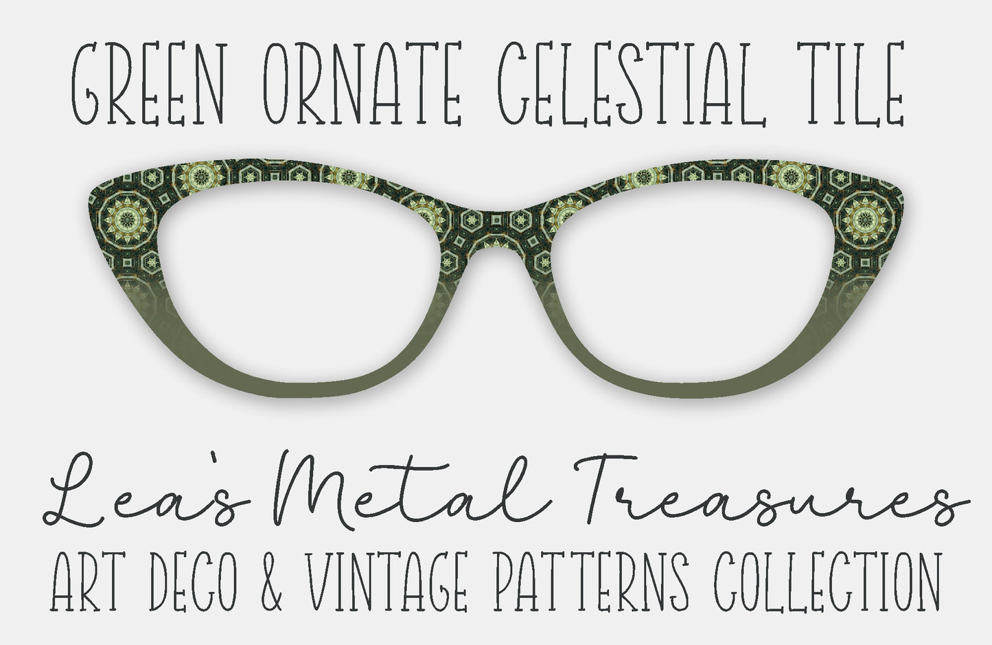 Green Ornate Celestial Tile • Magnetic Eyewear Frame Toppers