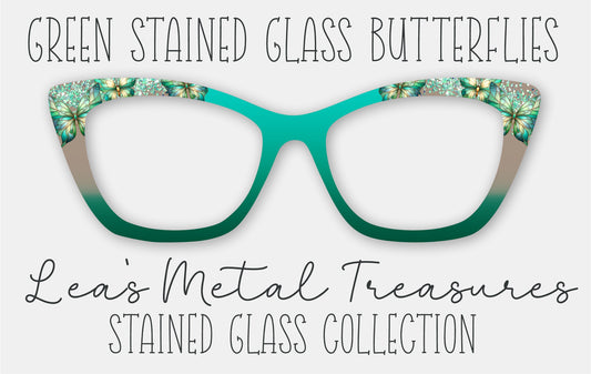Green Stained Glass Butterflies Eyewear Frame Toppers