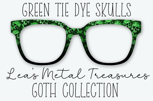 GREEN TIE DYE SKULLS Eyewear Frame Toppers