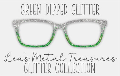 GREEN DIPPED GLITTER Eyewear Frame Toppers COMES WITH MAGNETS