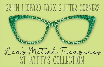 Green Leopard Faux Glitter Corners Eyewear Frame Toppers COMES WITH MAGNETS
