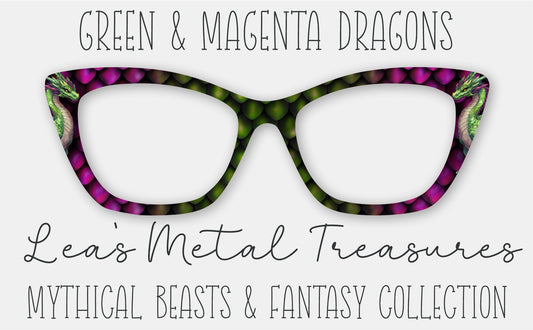 Green and Magenta Dragons • Magnetic Eyeglasses Toppers