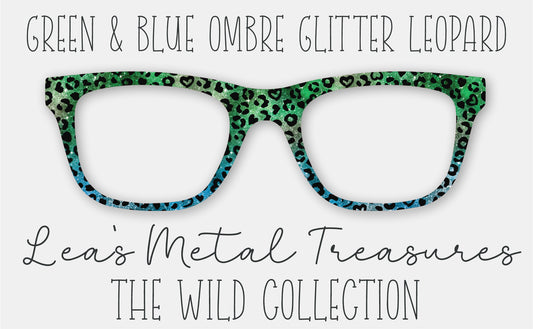 Green and Blue Ombre Glitter Leopard • Magnetic Eyeglasses Toppers