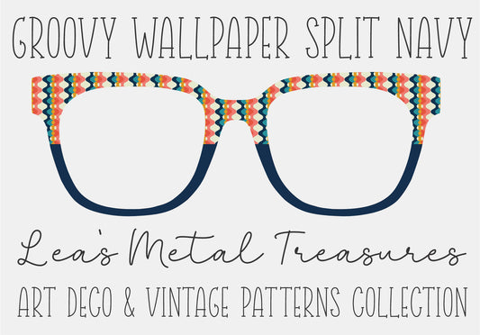 GROOVY WALLPAPER SPLIT NAVY Eyewear Frame Toppers COMES WITH MAGNETS