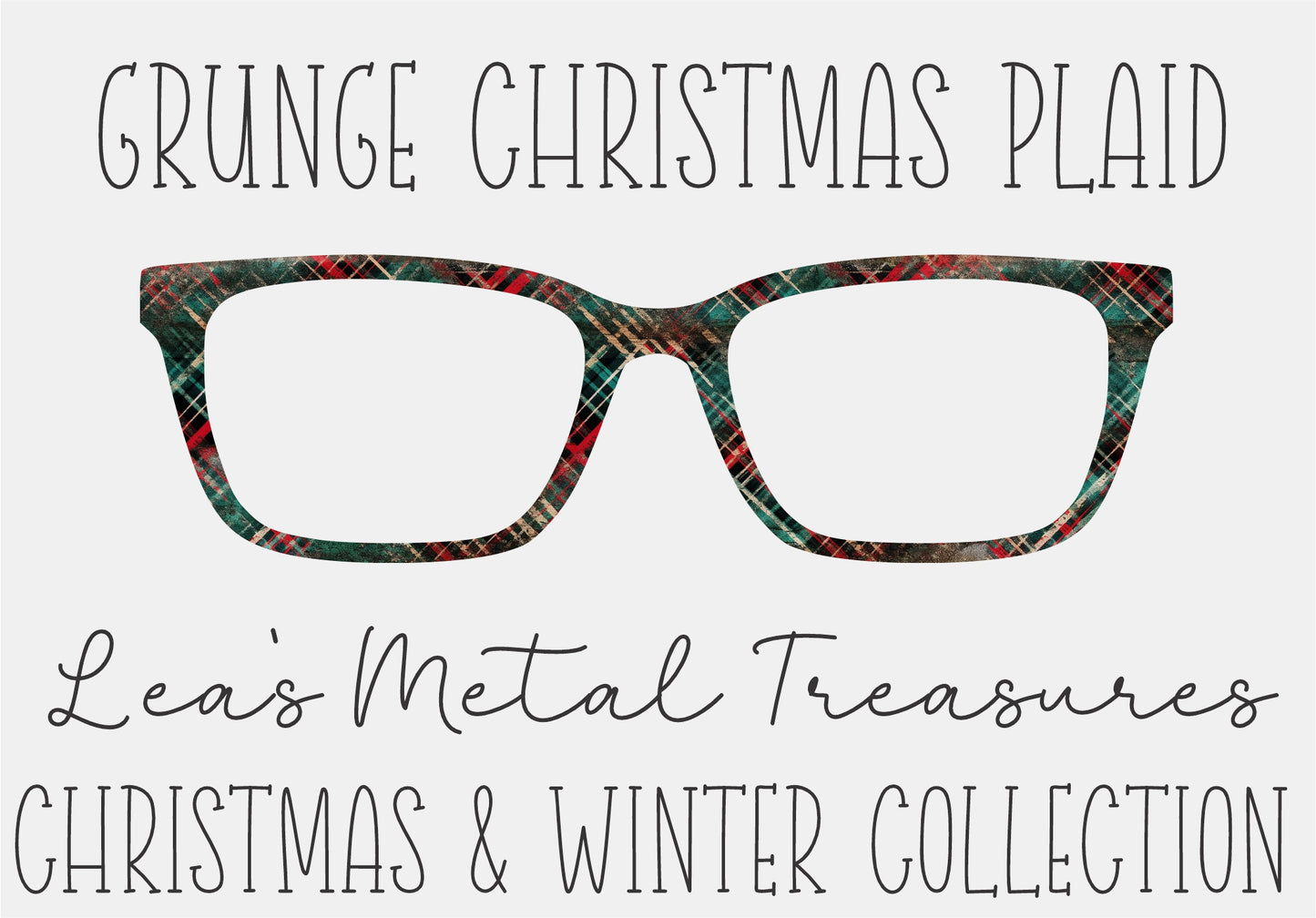 GRUNGE CHRISTMAS PLAID Eyewear Frame Toppers COMES WITH MAGNETS