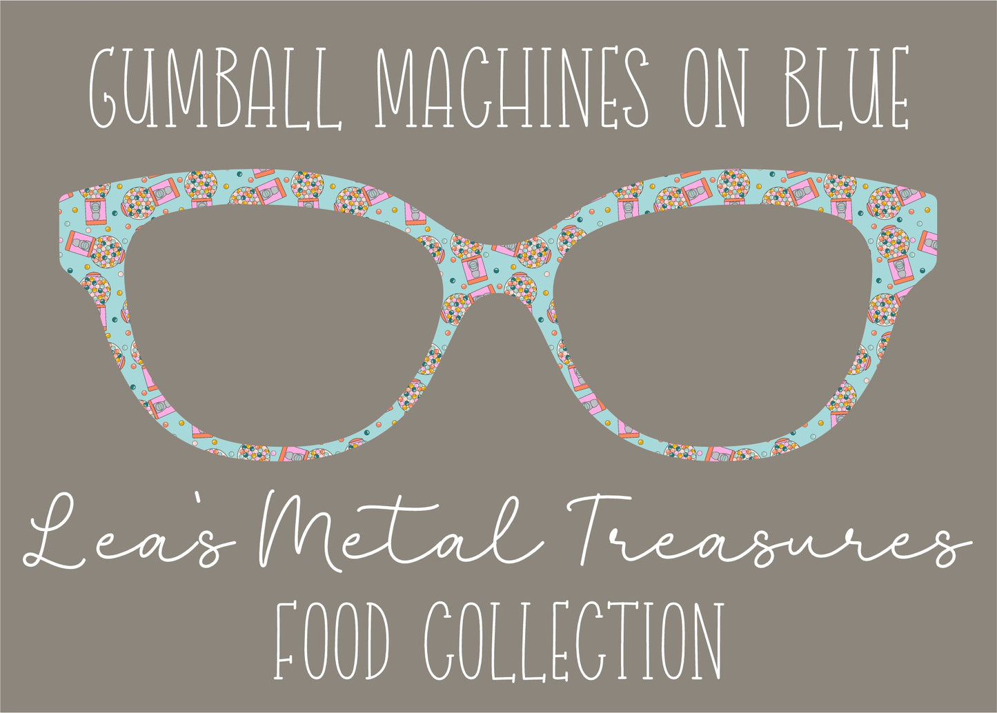 Gumball Machines on Blue Magnetic Eyeglasses Topper