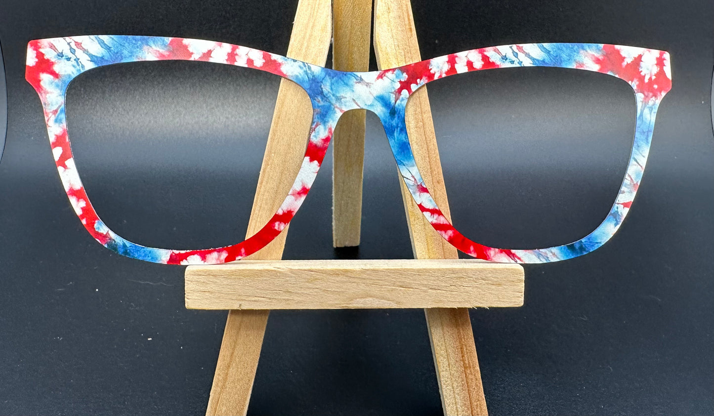 READY TO SHIP HALEY PATRIOTIC TIE DYE ON MATTE WHITE Eyewear Frame Topper