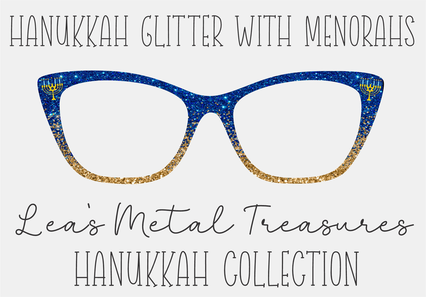 HANUKKAH GLITTER WITH MENORAHS Eyewear Frame Toppers COMES WITH MAGNETS