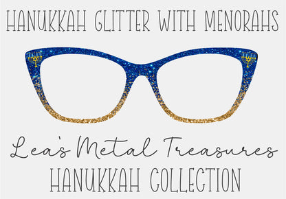 HANUKKAH GLITTER WITH MENORAHS Eyewear Frame Toppers COMES WITH MAGNETS