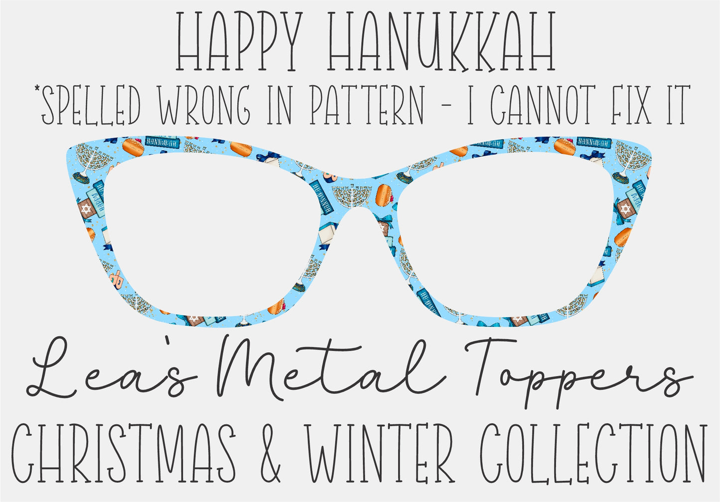 HAPPY HANNUKAH Eyewear Frame Toppers COMES WITH MAGNETS
