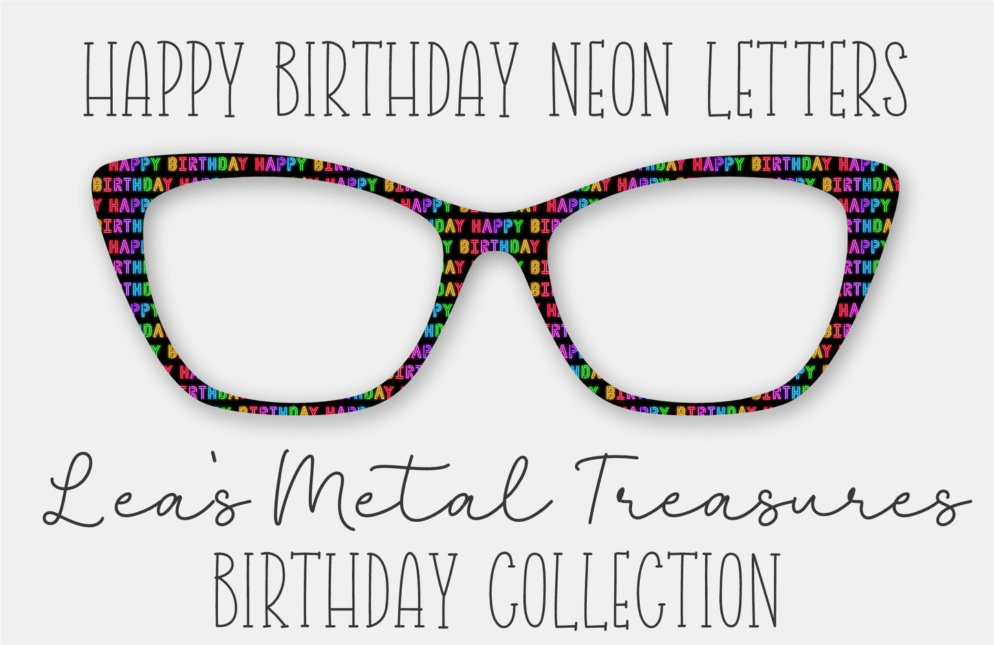 Happy Birthday Neon Letters Eyewear Frame Toppers COMES WITH MAGNETS