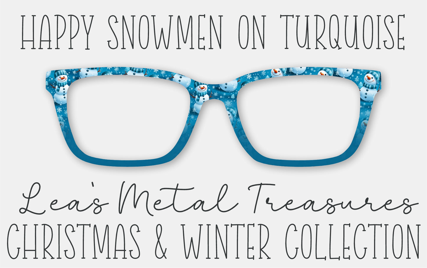 Happy Snowman On Turquoise • Magnetic Eyeglasses Toppers