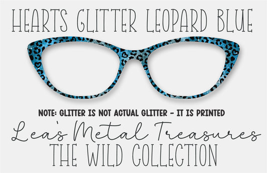 Hearts Glitter Leopard Blue Eyewear Frame Toppers
