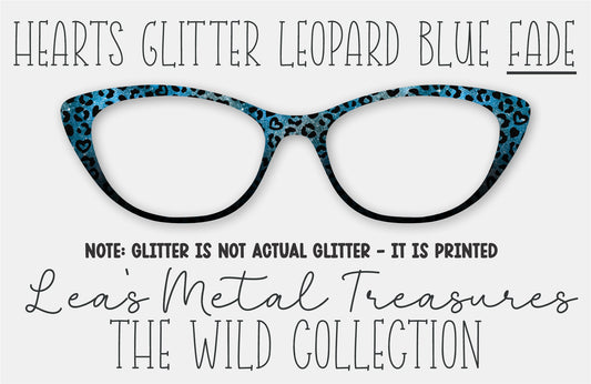 Hearts Glitter Leopard Blue Fade Eyewear Frame Toppers