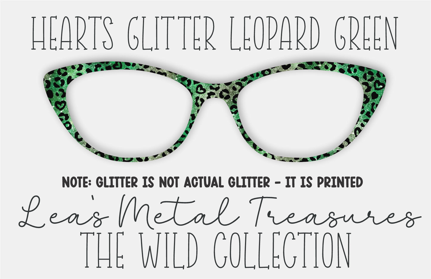 Hearts Glitter Leopard Green Eyewear Frame Toppers
