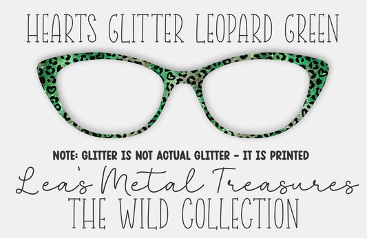 Hearts Glitter Leopard Green Eyewear Frame Toppers