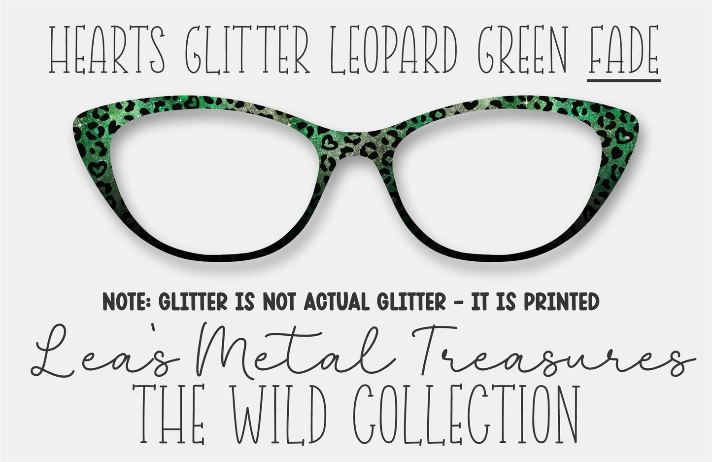 Hearts Glitter Leopard Green Fade Eyewear Frame Toppers