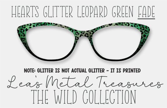 Hearts Glitter Leopard Green Fade Eyewear Frame Toppers