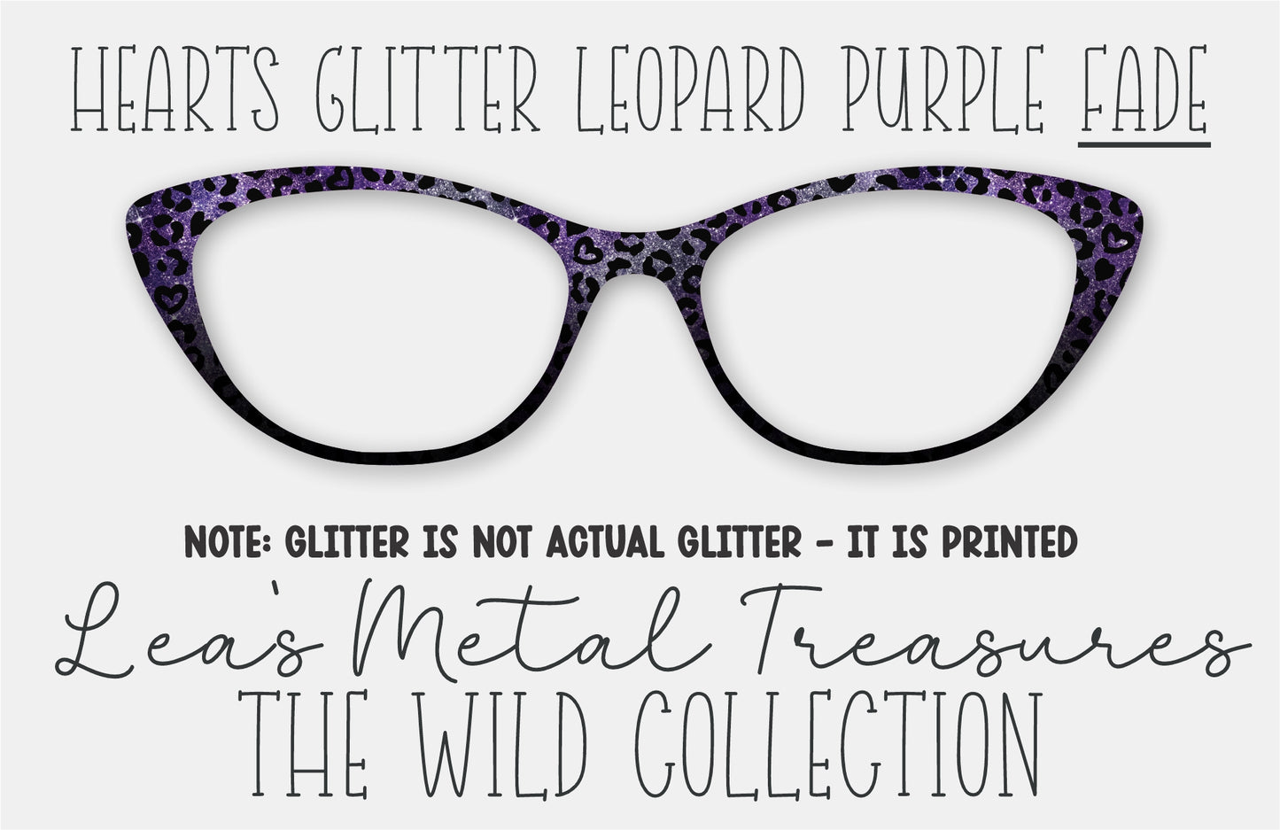 Hearts Glitter Leopard Purple Fade Eyewear Frame Toppers