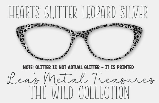 Hearts Glitter Leopard Silver Eyewear Frame Toppers